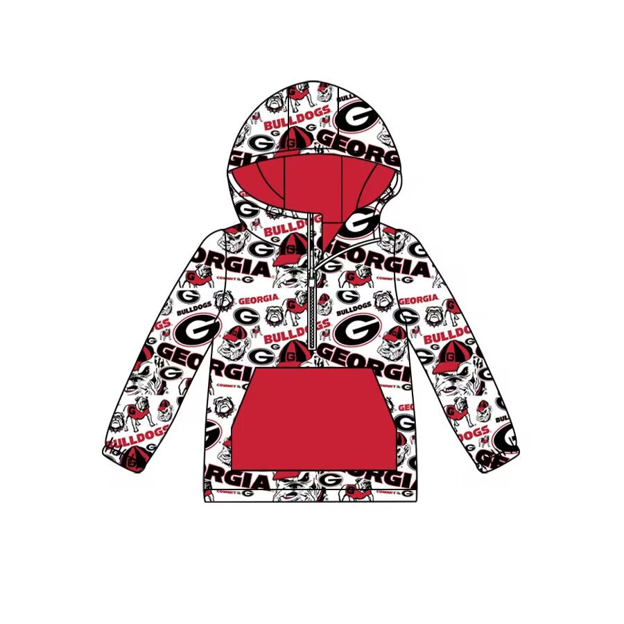 Custom moq 3 eta 6-7weeks Boys' Black "G" White Hooded Zip-Up Pullover