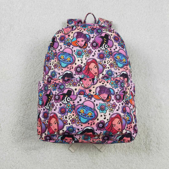 Best Sell RTS Purple School Backpack for Baby Kids with Zipper Floral Design Baby Kids Flowers Zipper School Bags