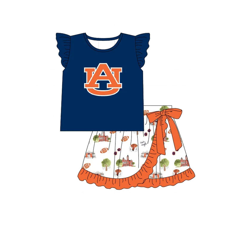 custom moq 3 eta 6-7weeks Girls' short-sleeved shorts navy blue suit