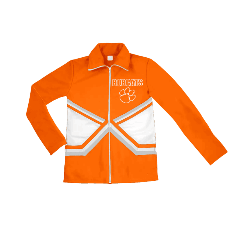 Deadline September 25 custom no moq eta 6-8weeks Orange Puppy Print Long Sleeve Zip-Up Jacket