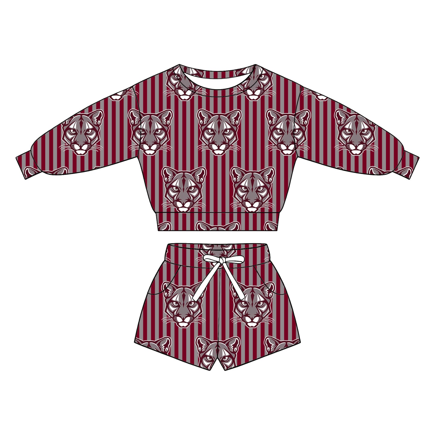 custom moq 5 mix size XY071508 Baby Kids Stripe Long Sleeve Top Drawstring Shorts Team Clothes Set