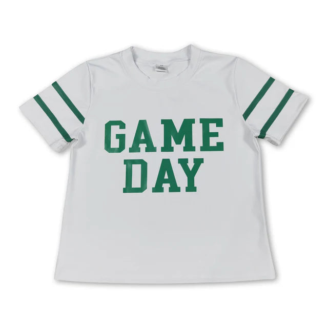 RTS NO MOQ Sibling Baby Girls Game Day Yoga Active Tee Shirts Tops