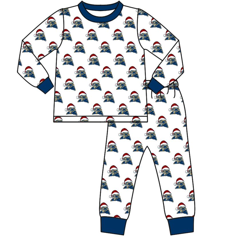 Custom moq 5 tat about 6-8 weeks Christmas hat tiger gold blue long sleeve pajamas boys