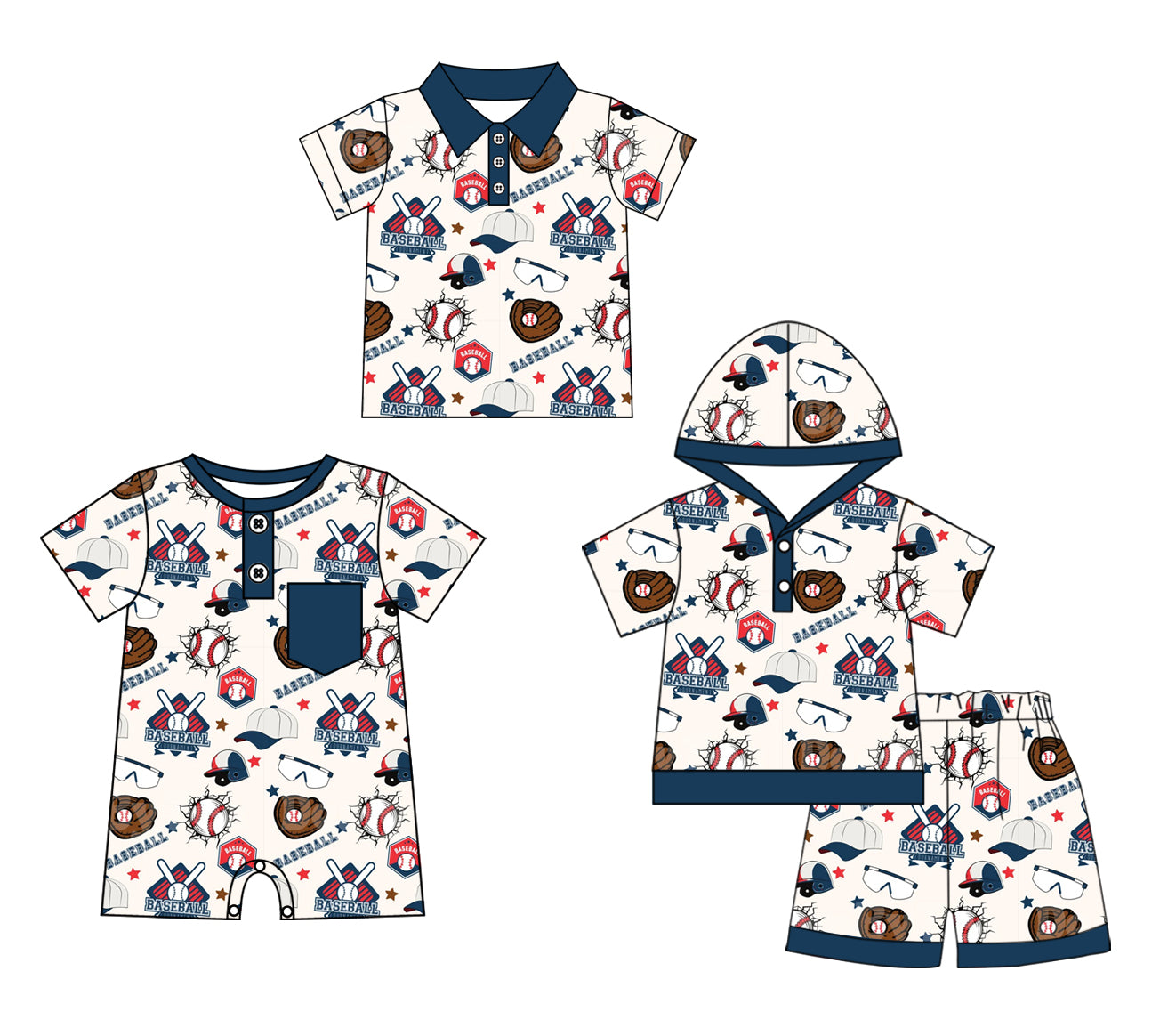 12.4 custom each style moq 5eta 4-6week Sibling Sister baseball baby boy short sleeve shorts sets and boy romper and top match design
