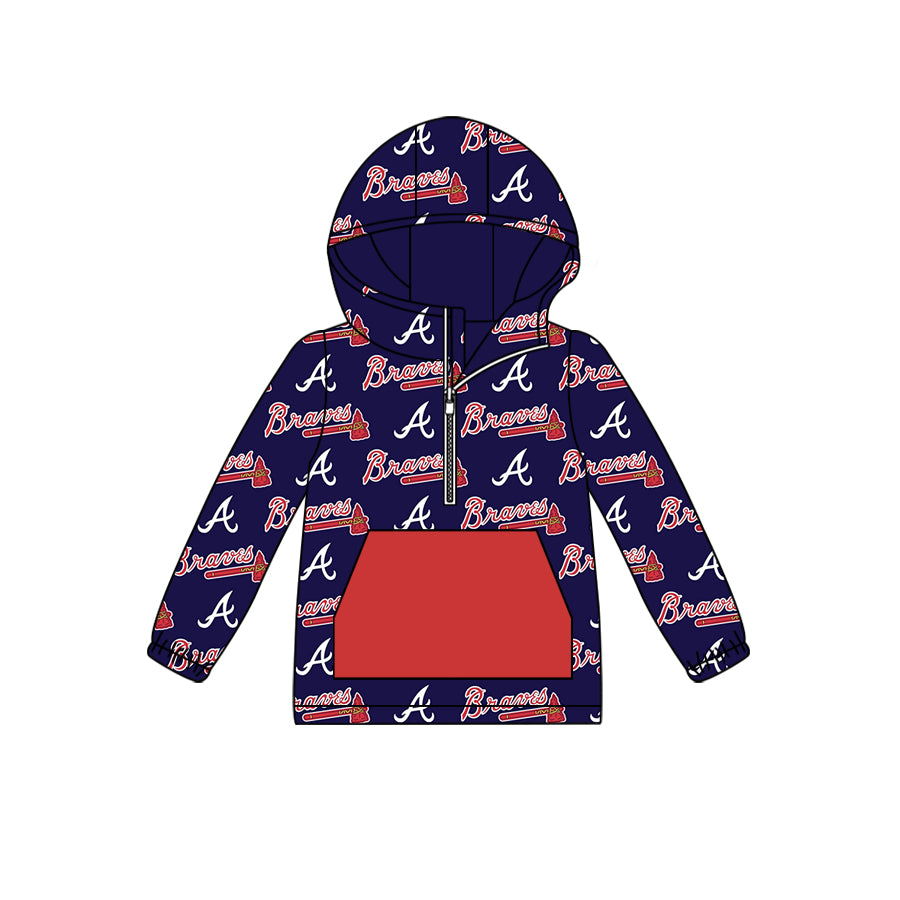 custom moq 5 tat about 6-8week Red and blue lettering zipper hoodie with pockets