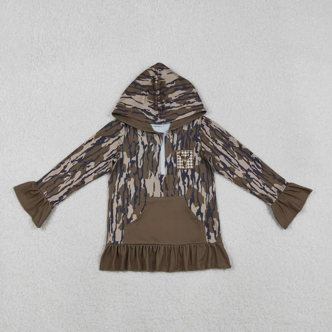 RTS NO MOQ Sibling Baby Boys clothes embroidery duck Shirt Summer Clothes camouflage hooded long sleeve tops