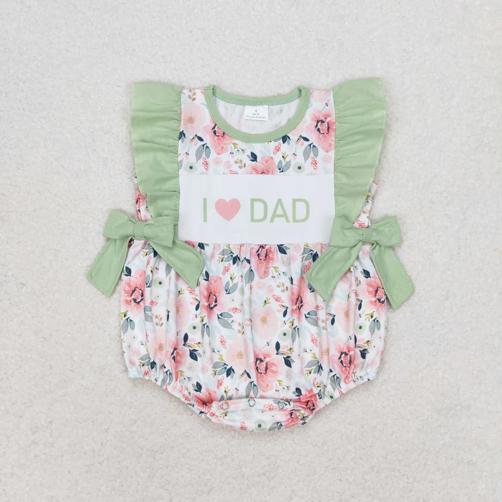 RTS no moq baby girls i love dad Short Sleeve Shorts sets dress romper