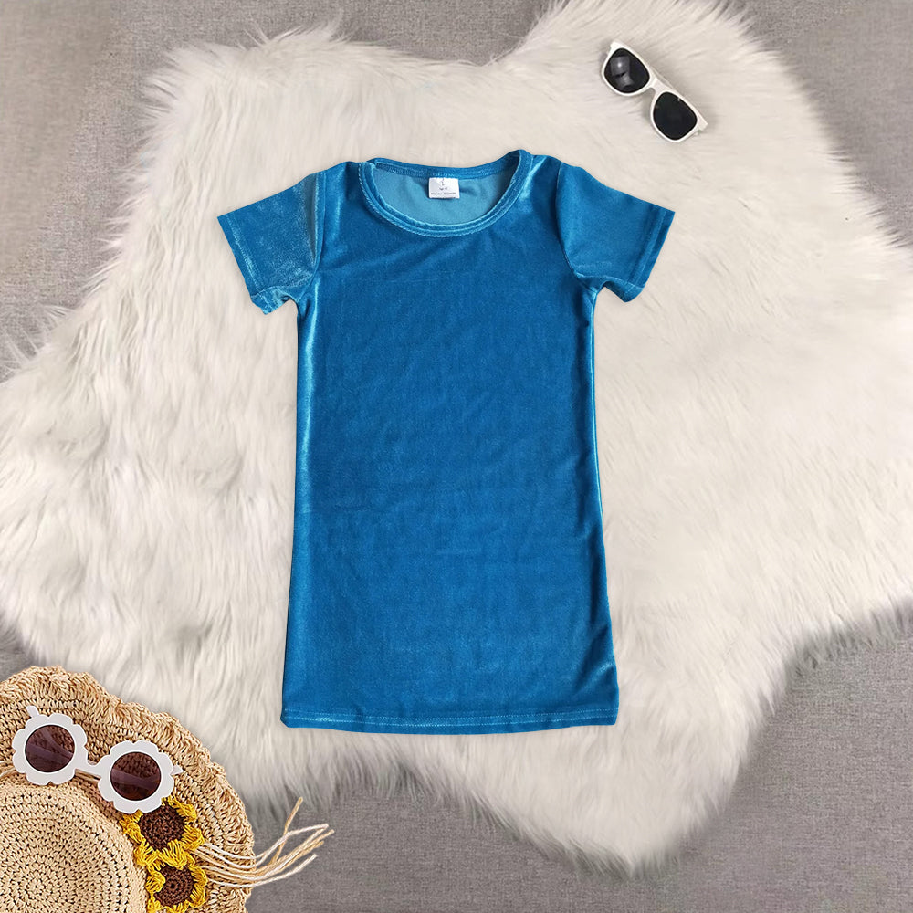 RTS NO MOQ Sibling baby girl clothes Velvet short sleeve dresses