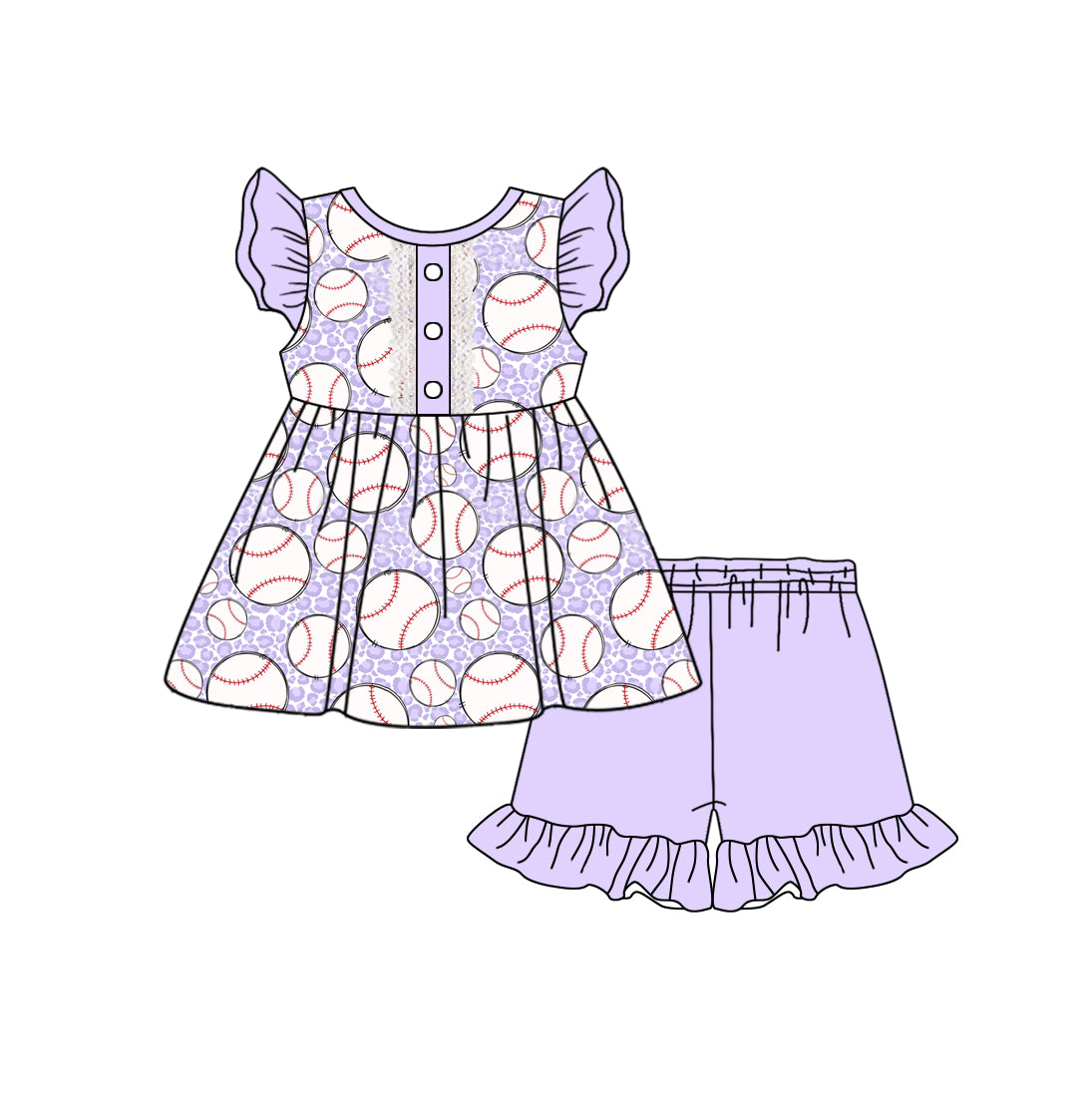 11.30 custom each style moq 5eta 4-6week Sibling Sister apple and baseball baby girl short sleeve shorts sets 1 and sets 2 match design