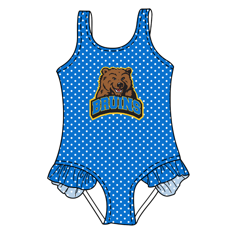 Custom moq 5 mix size milk silk summer teams Blue Baby Girl Sleeveless Polka Dot Lace Onesie Swimsuit Cute Summer Beachwear for Little Girls