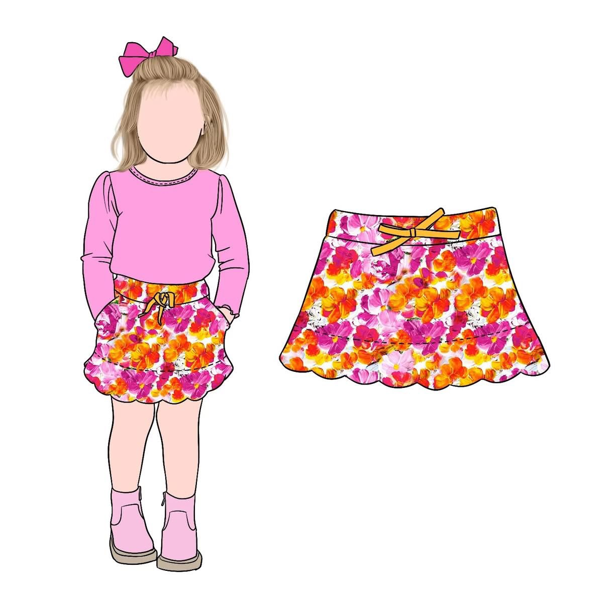 Custom moq 8 each style eta 6-8weeks baby girls clothes floral summer skirts-25.9.16
