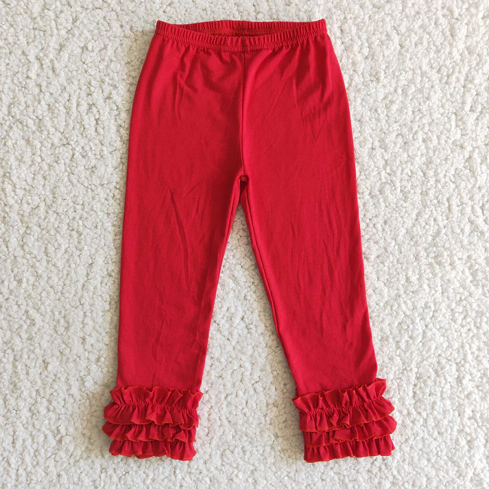 RTS NO MOQ Red solid three-layer lace long-sleeved top & shorts & trousers