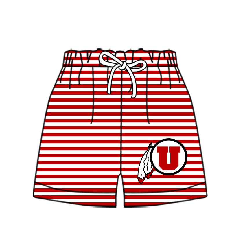 Custom moq 5 mix size milk silk summer teams Baby Red Striped Drawstring Shorts for Children Elastic Waist Kids Summer Shorts
