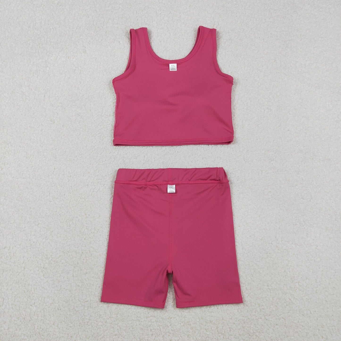 RTS NO MOQ(In Stock) GSD2657 Solid Color Pink Sleeveless Yoga Set
