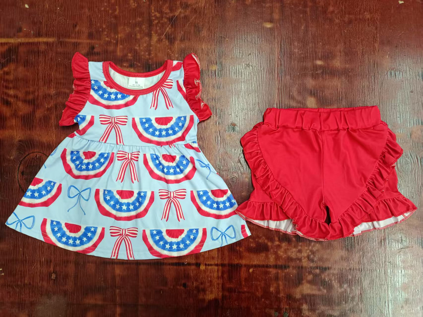 Custom moq 3 eta 6-7weeks baby girls clothes rainbow bow suspender shorts sets