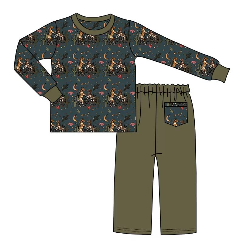 Custom moq 5 each style eta 6-7weeks baby boy clothes long sleeve pants sets -25.7.26