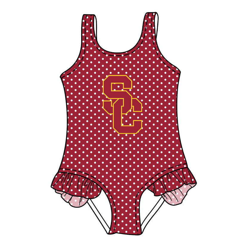 Custom moq 5 mix size milk silk summer teams Red Baby Girl Sleeveless Polka Dot Lace Onesie Swimsuit Cute Summer Beachwear for Little Girls
