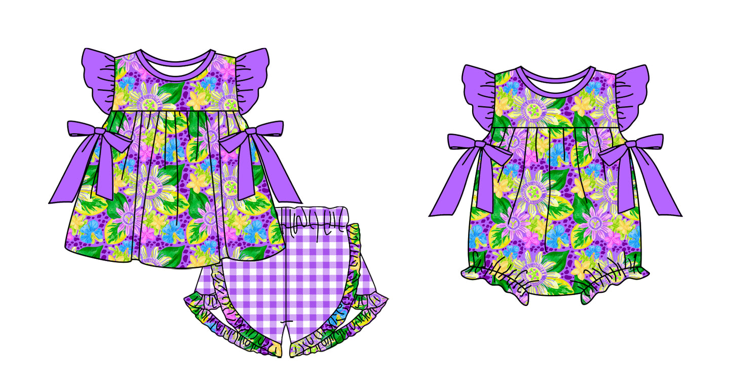 11.13 custom each style moq 5eta 4-6week Sibling Sister floral baby girl short sleeve shorts sets and rompers match design