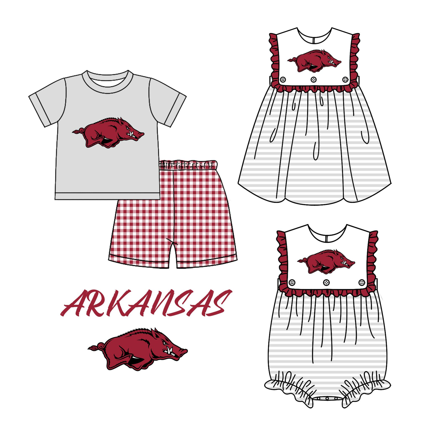 Custom moq 5 each style mix size milk silk baby kids clothes Summer brick red set and dress and romper
