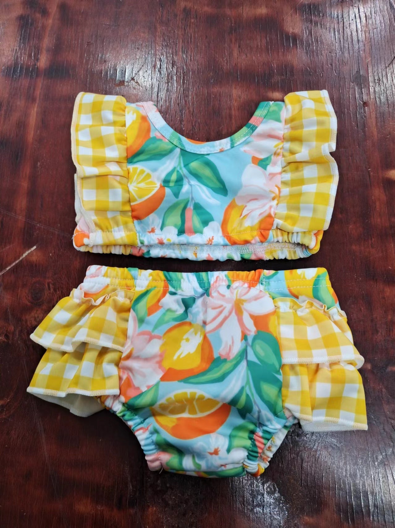 custom moq 5 eta 5weeks mix size summer lemon swimsuit set, swimsuit fabric
