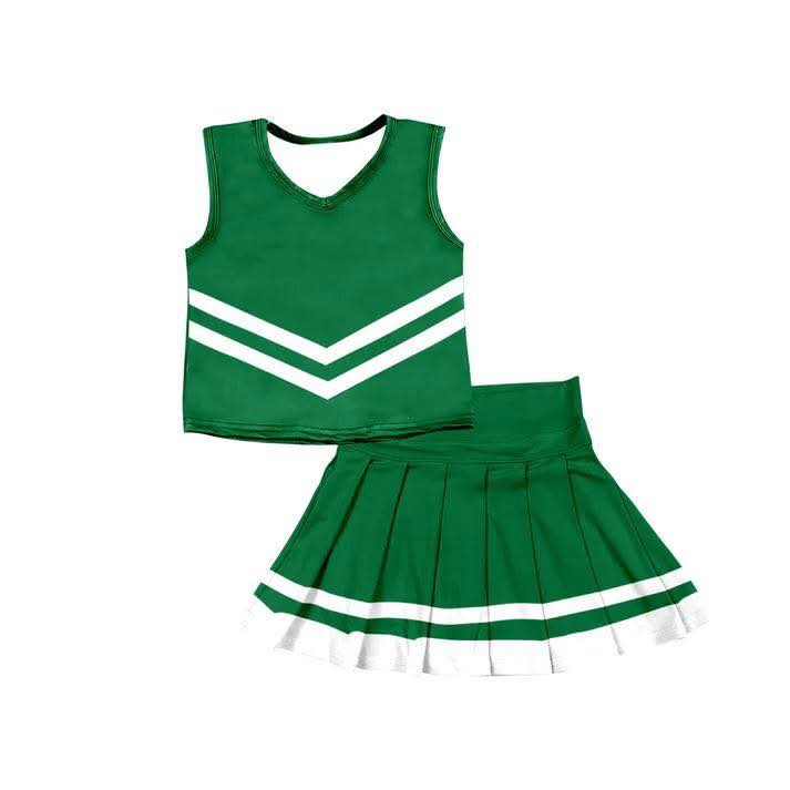 Custom moq 5 each style eta 6-7weeks baby girl clothes team green sleeveless skirts sets-25.8.11