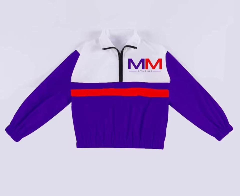 Custom moq 5 mix size Purple and white letter long-sleeved jacket for girls