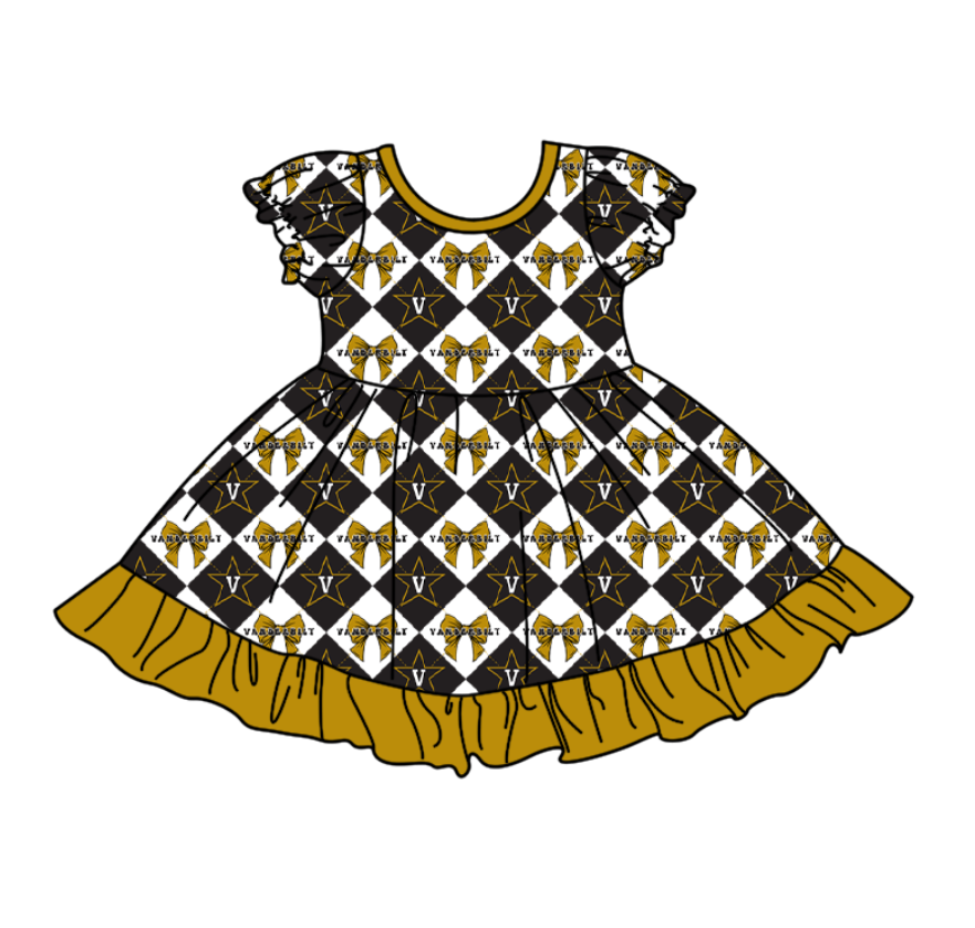 Custom moq 5 mix size Baby Girl's Plaid Short-Sleeved Team Dress Cute And Stylish Outfit for Little Ones