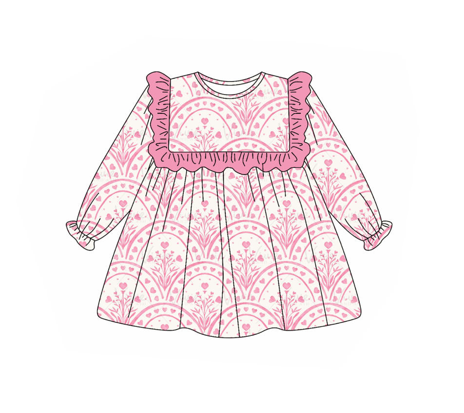 25.9.4 custom each style moq 5eta 4-6week Sibling Sisters love floral pink baby girl long sleeve pants sets and dress and rompers match family design