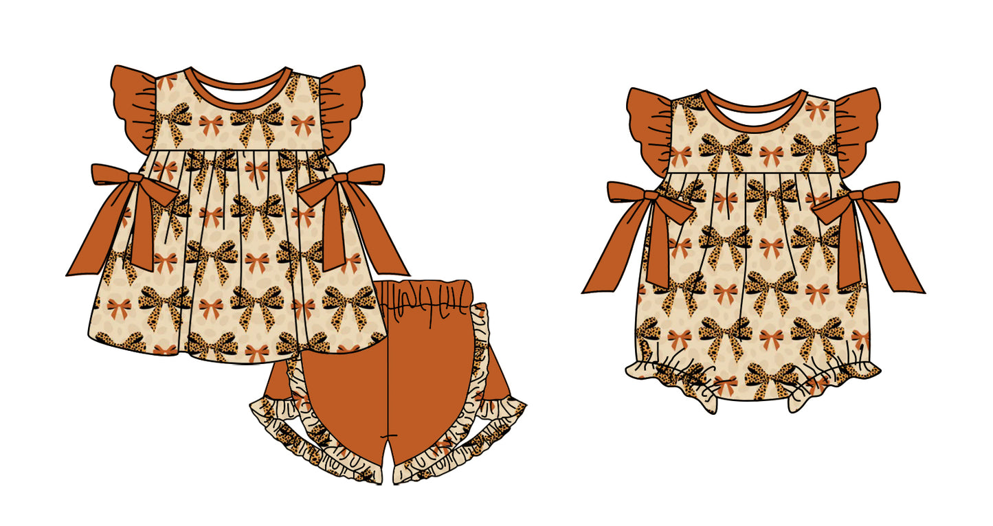 11.11 custom each style moq 5eta 4-6week Sibling Sister bow baby girl short sleeve shorts sets and rompers match design