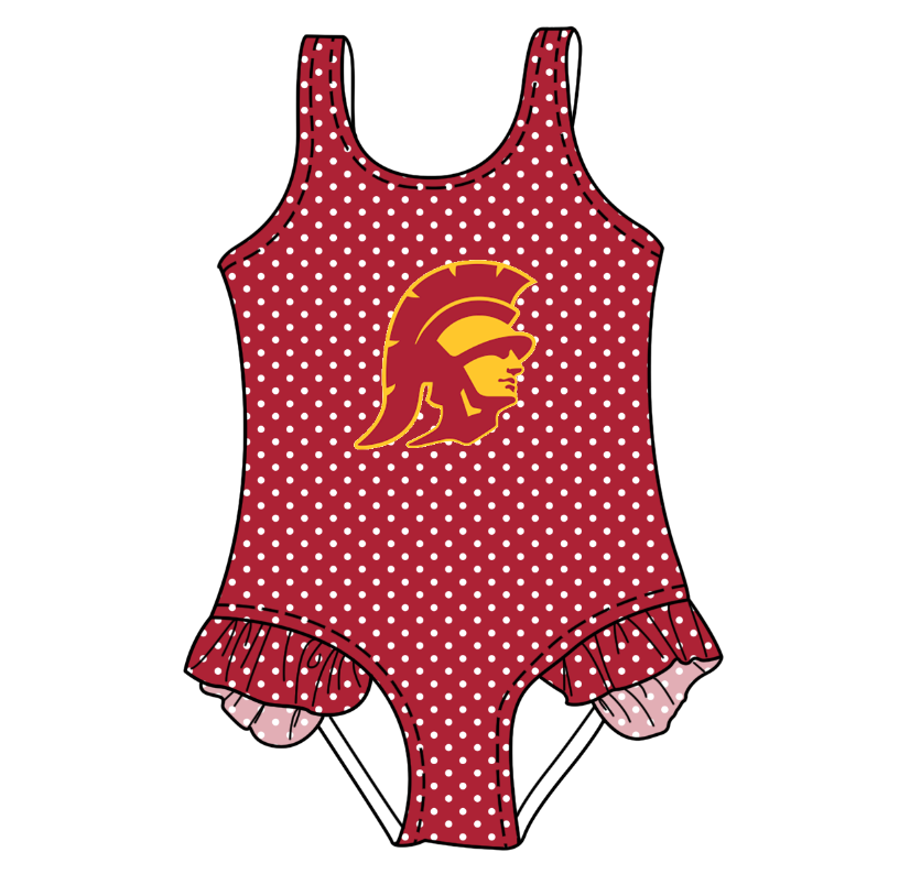 Custom moq 5 mix size milk silk summer teams Red Baby Girl Sleeveless Polka Dot Lace Onesie Swimsuit Cute Summer Beachwear for Little Girls