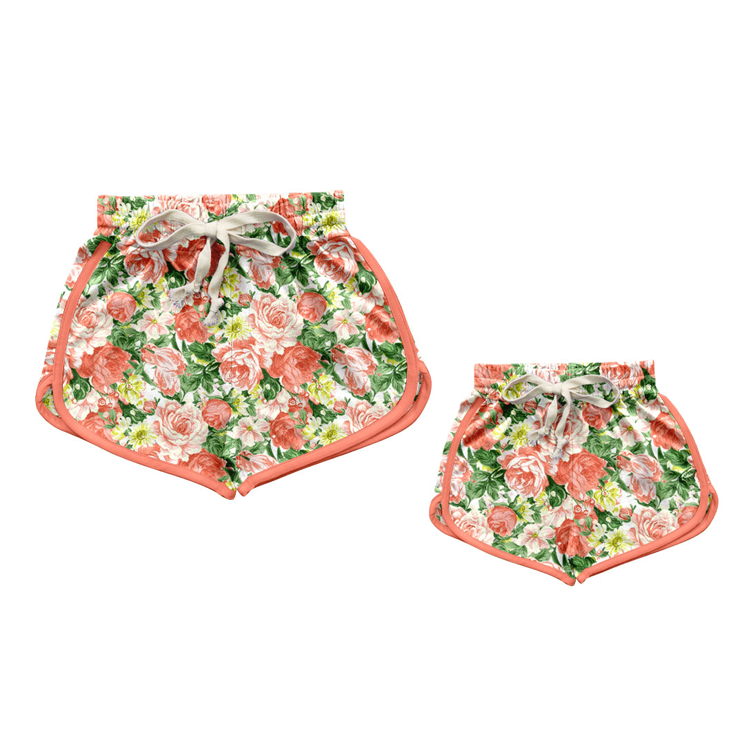 12.10 custom each style moq 5eta 4-6week Sibling Sister floral adult clothes and kids shorts and adult shorts match design