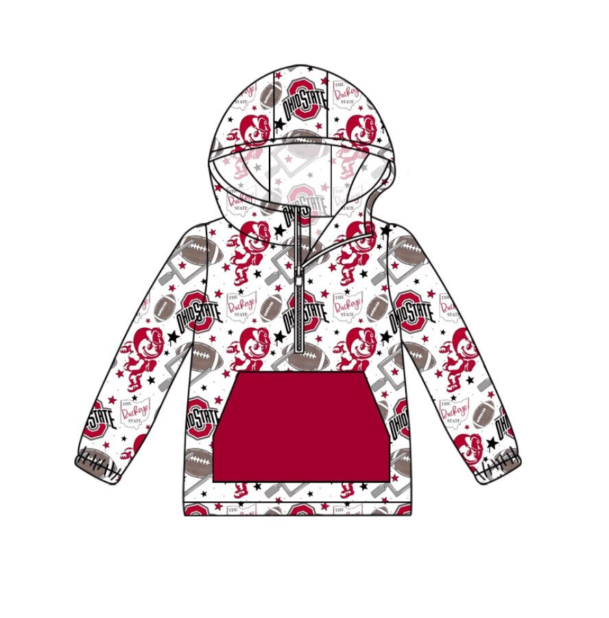Custom moq 3 eta 6-7weeks team baby boys clothes OHIO hooded long sleeve top