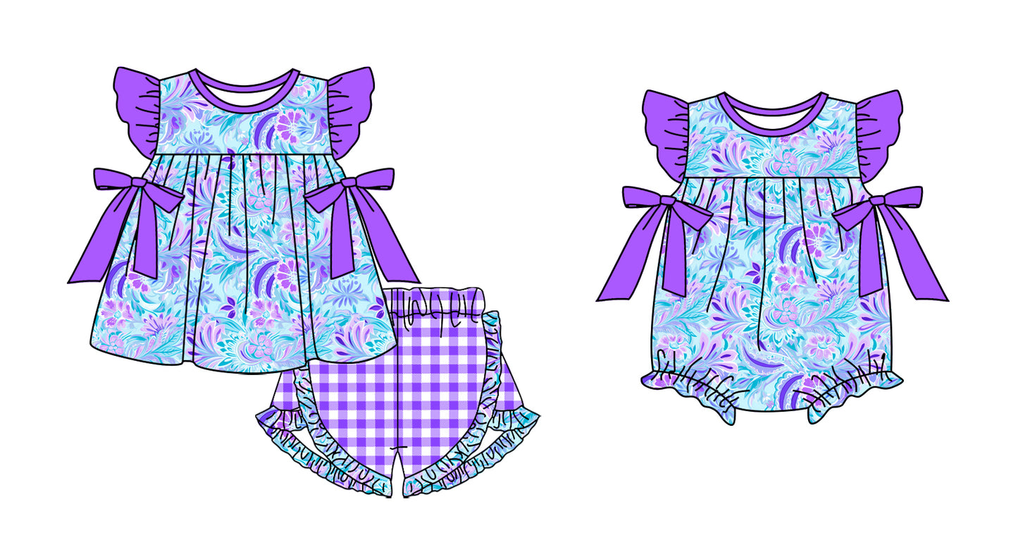 11.13 custom each style moq 5eta 4-6week Sibling Sister pattern baby girl short sleeve shorts sets and rompers match design