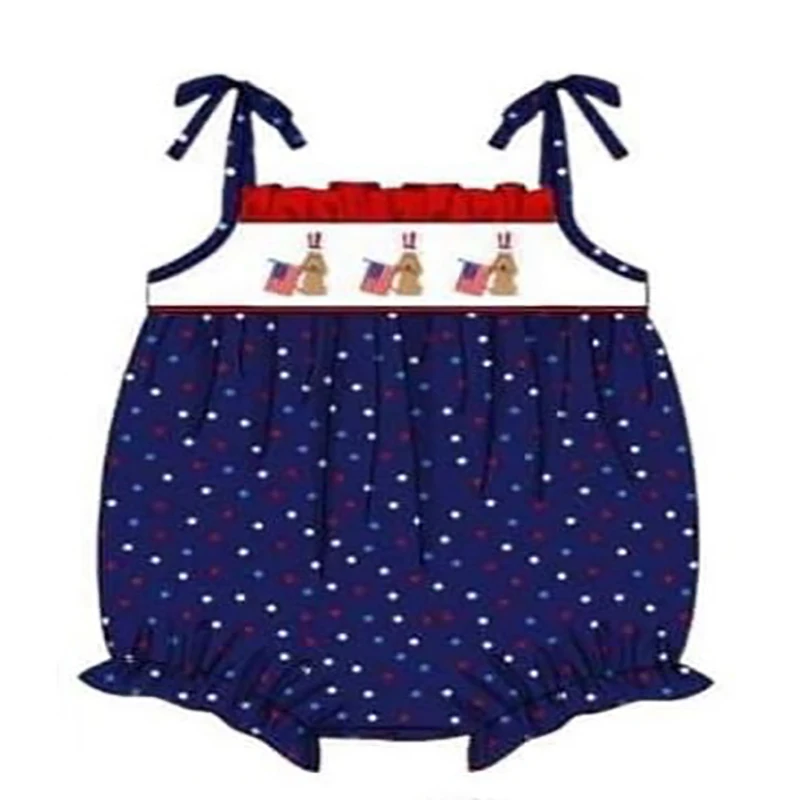 5.17custom each style moq 5eta 4-5week Sibling Sister PQATRIOTIC PUPPY print red boys outfits and baby romper ANDmatch family design
