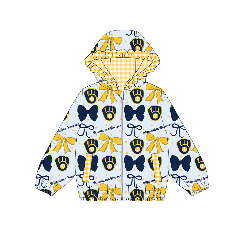 1002-Custom moq 8 mix size milk silk summer team baby girls clothes bow blue and yellow hooded long sleeve top-25.10.9
