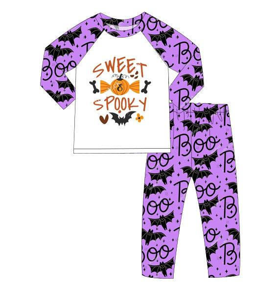 Custom moq 5 mix size milk silk summer teams baby girl clothes halloween Sweet long sleeve pants sets-25.8.7