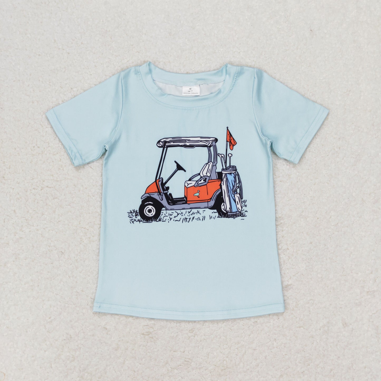 RTS NO MOQ(In Stock) BT0646 Golf Touring Car Turquoise Short Sleeve Top