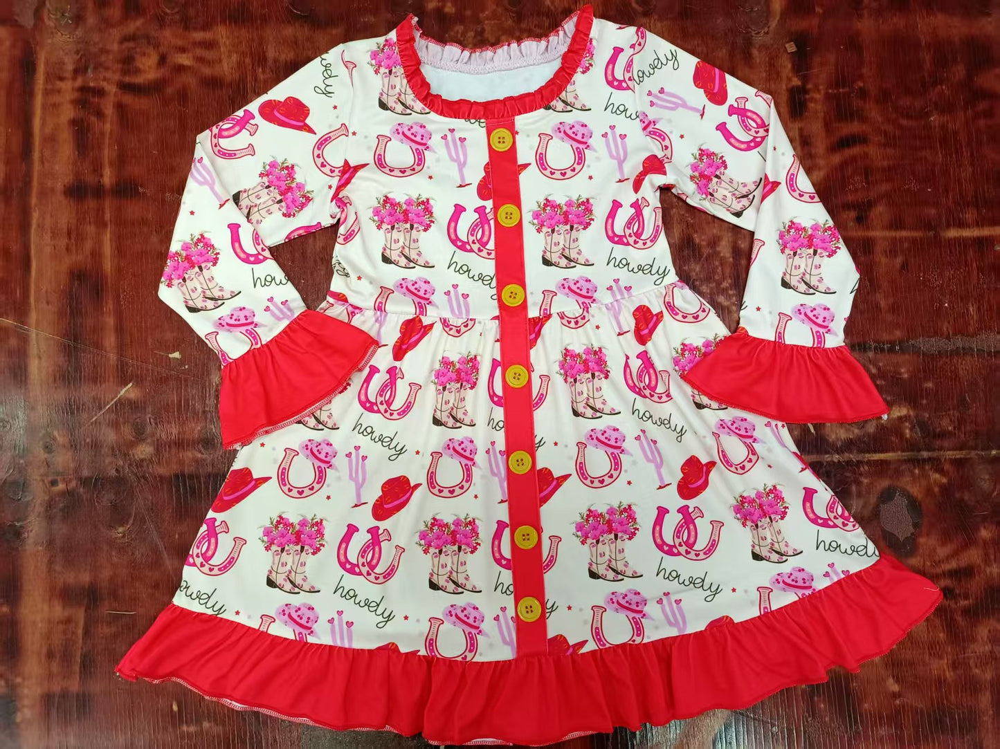 Custom moq 3 eta 6-7weeks baby girl clothes boot floral long sleeve dress-25.5.12