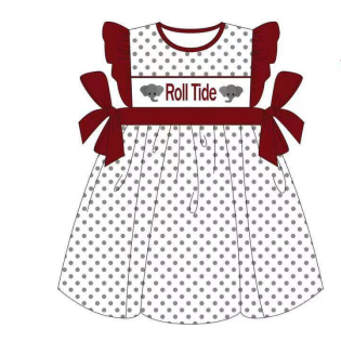 Deadline October 9 custom no moq eta 6-8weeks Grey Polka Dot Bow Fly Sleeve White Dress