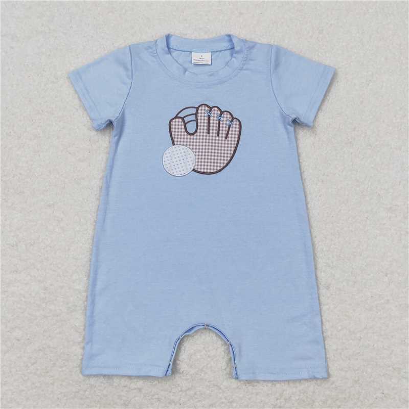 RTS NO MOQ Embroidery baseball short-sleeved shorts suit & short-sleeved sets and romper