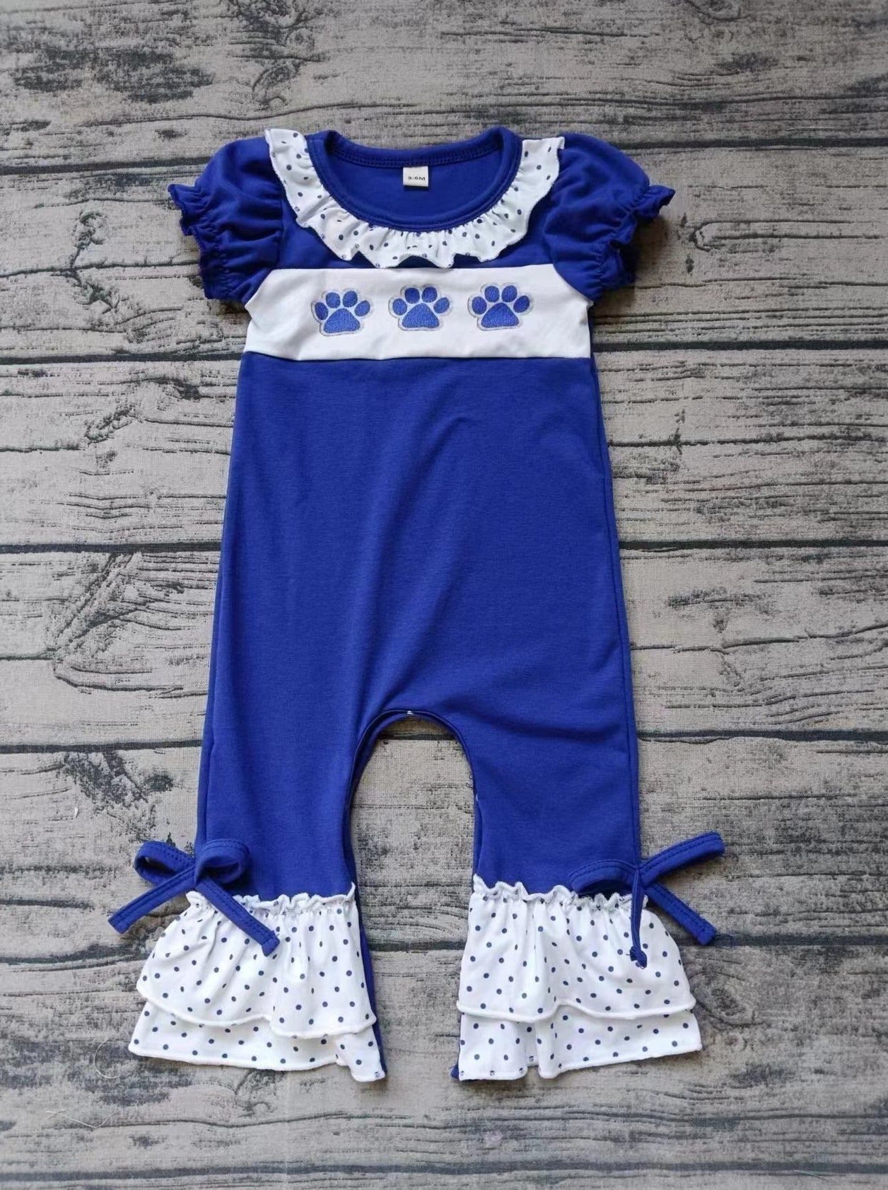 custom moq 5 eta 5weeks mix size baby girls clothes blue short sleeve summer Romper