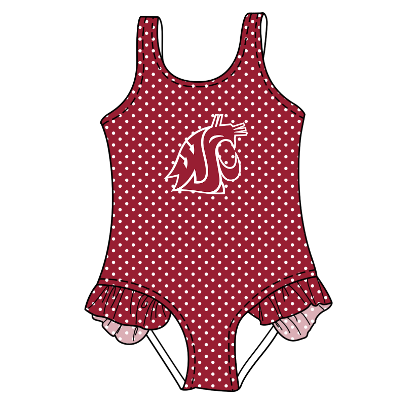 Custom moq 5 mix size milk silk summer teams Red Baby Girl Sleeveless Polka Dot Lace Onesie Swimsuit Cute Summer Beachwear for Little Girls