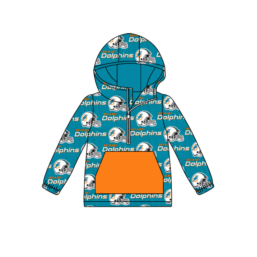 custom moq 5 tat about 6-8week Blue orange hood zipper yellow long sleeve pullover