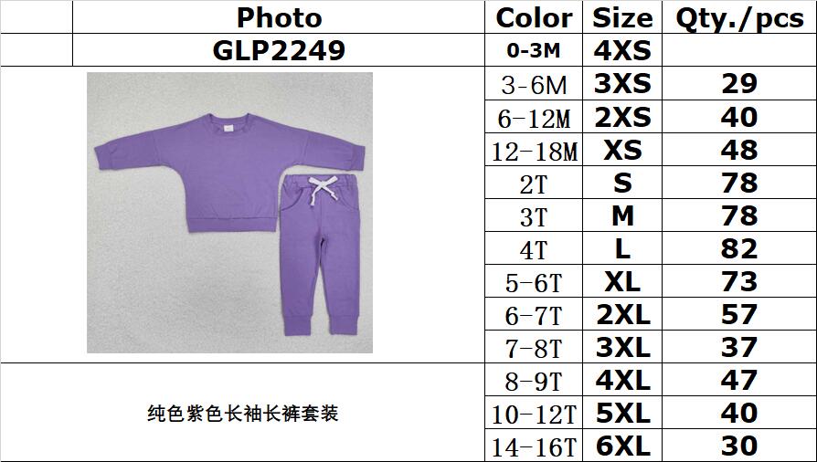 RTS NO MOQ ETA 5/7days Arrived GLP2249 Pure purple long-sleeved trousers suit