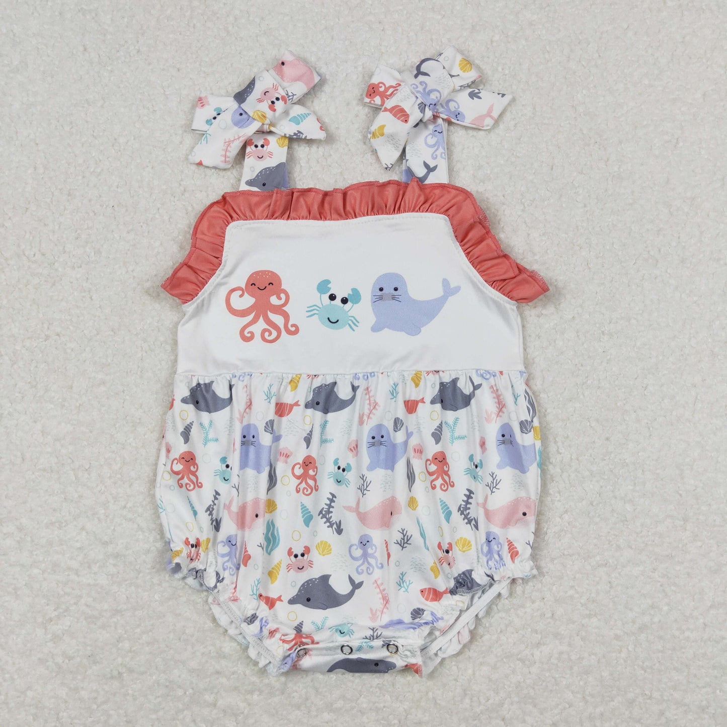 RTS NO MOQ(In Stock) Octopus Crab Seal Brick Red Lace White Camisole Bodysuit