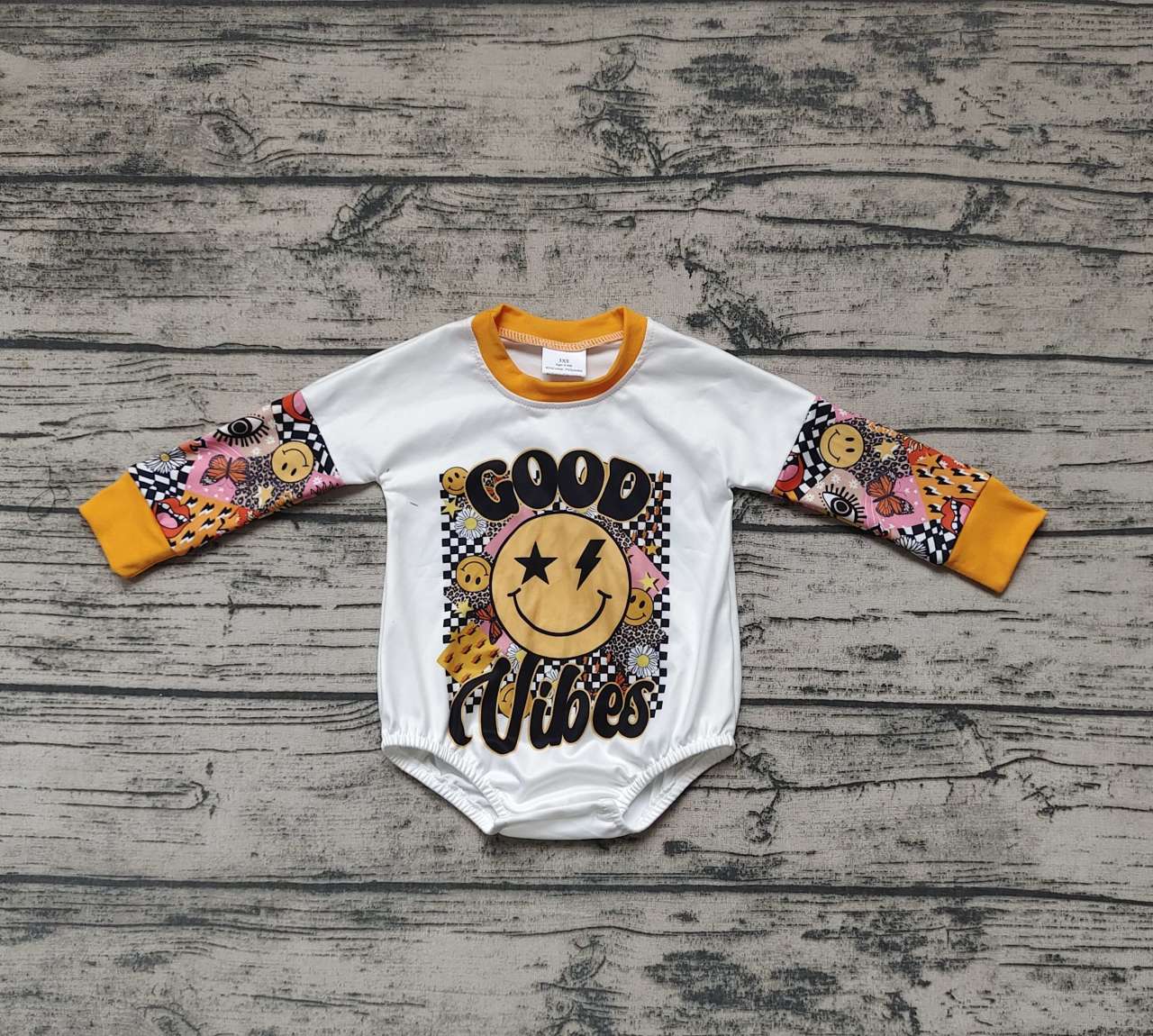 good vibes lip smile long sleeve jumpsuit