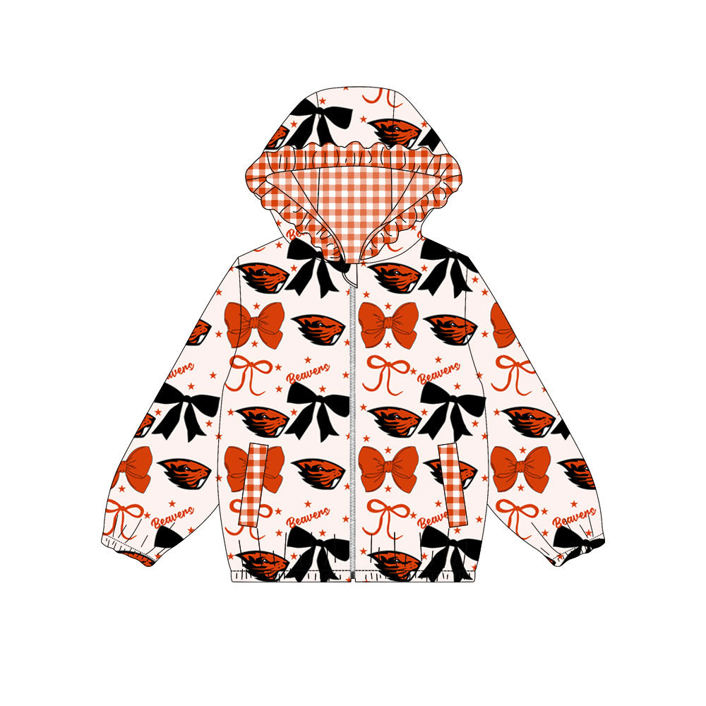 1003-Custom moq 8 mix size milk silk summer team baby girls clothes bow orange hooded long sleeve top-25.10.9
