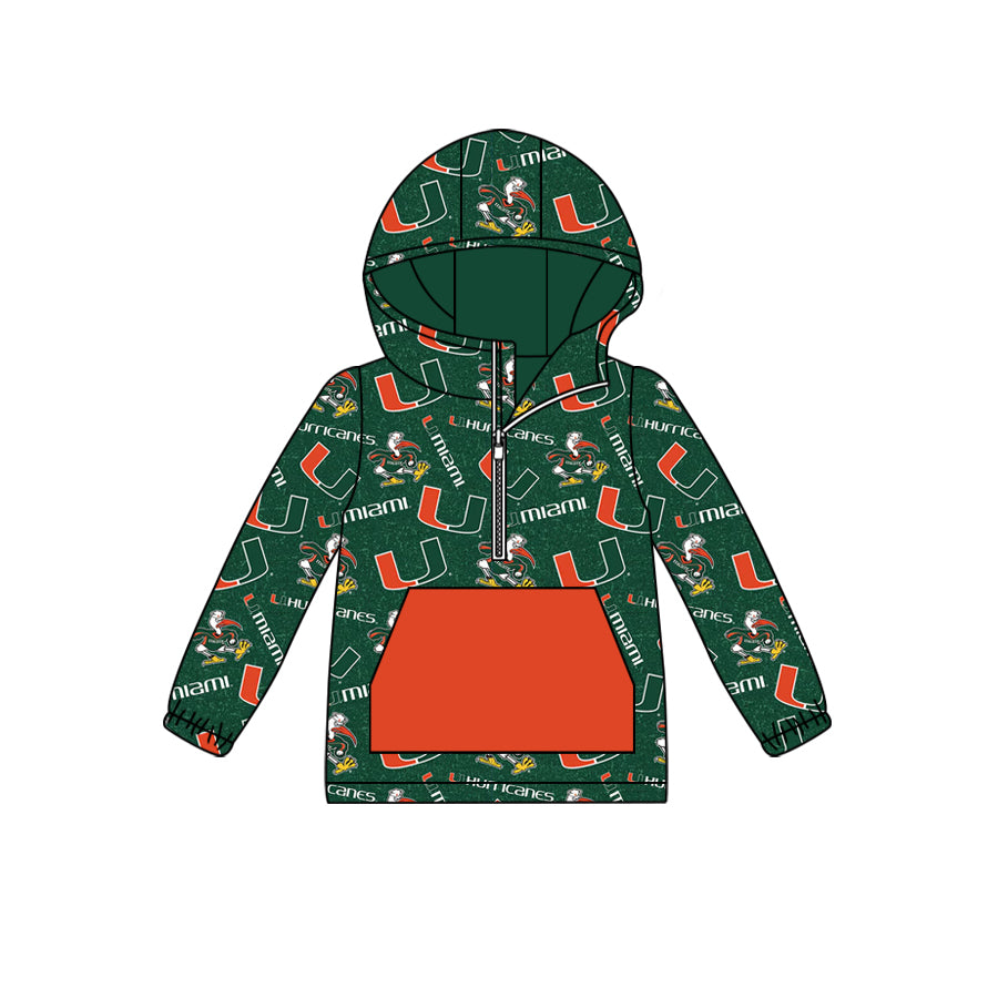 custom moq 5 tat about 6-8week Green orange hood zipper yellow long sleeve pullover