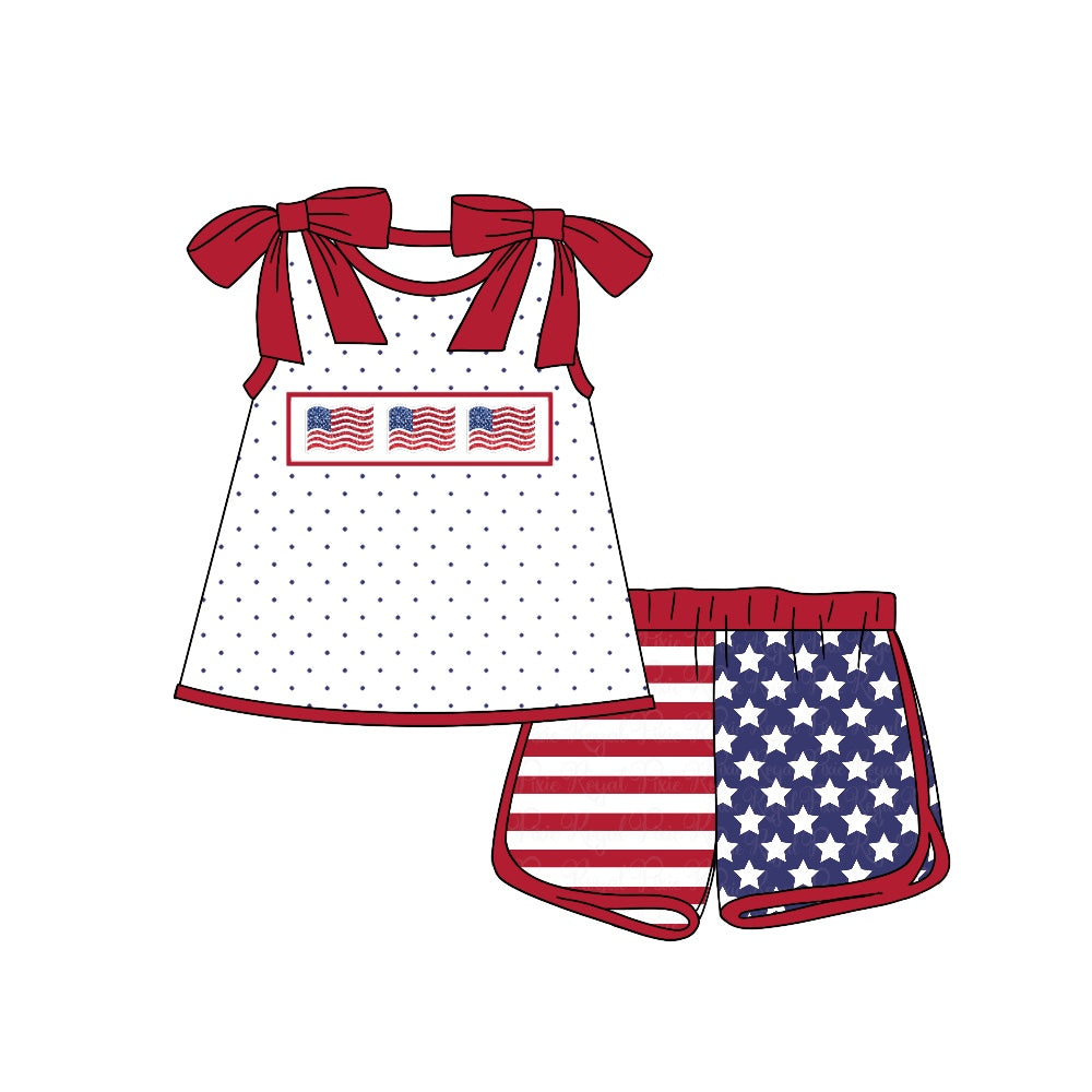Deadline April 26Flag five-pointed star girls short sleeve shorts suit