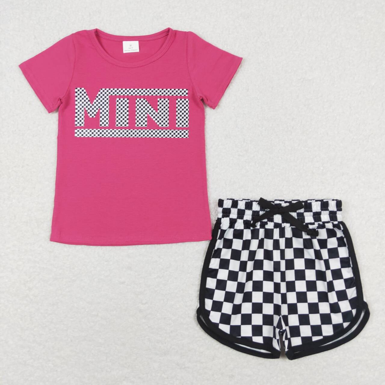 RTS MIMI GT0573 Offset printing mini rose red short-sleeved top